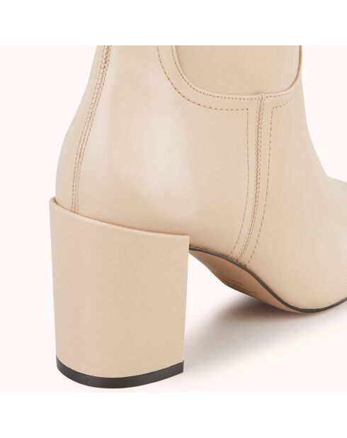 Bottines en Cuir Rissia beiges - Talon 7 cm