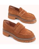 Mocassins en Velours de Cuir Teenala tabac