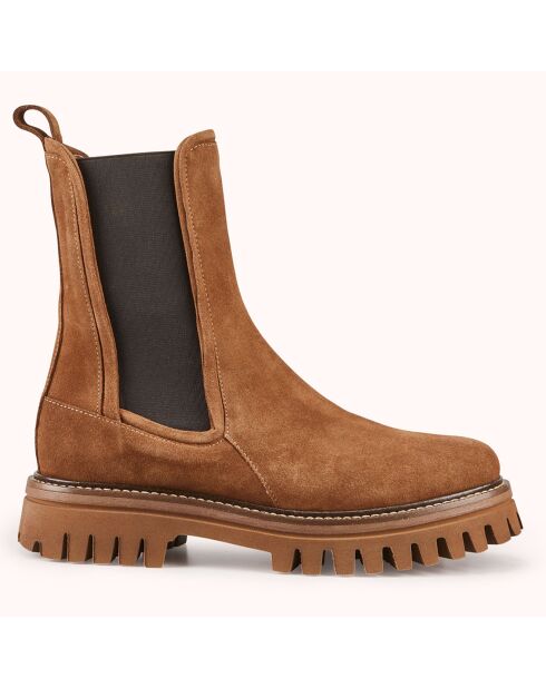 Chelsea boots en Velours de Cuir Teena tabac
