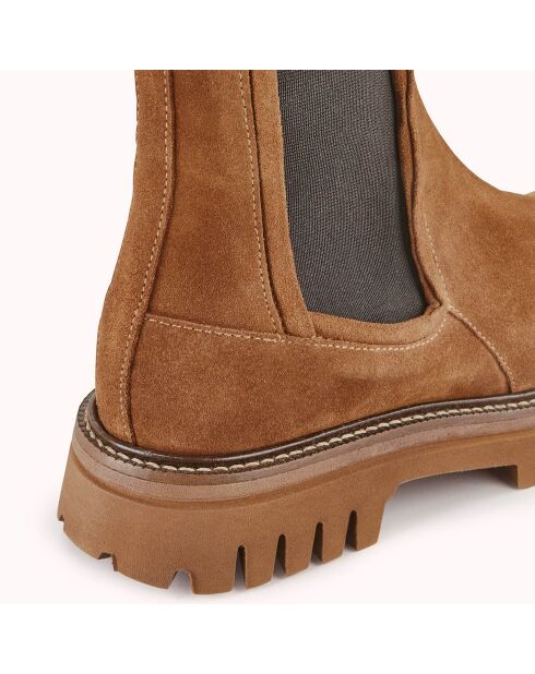 Chelsea boots en Velours de Cuir Teena tabac