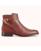 Bottines en Cuir bi-matière Varenne marron