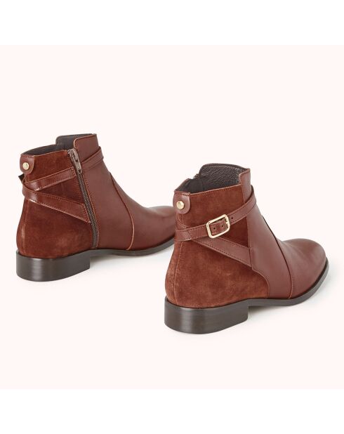 Bottines en Cuir bi-matière Varenne marron