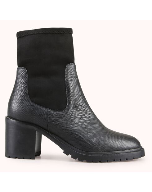 Chelsea Boots en Velours de Cuir Voceta noires - Talon 6 cm