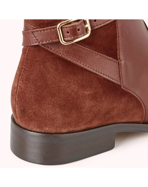 Bottines en Cuir bi-matière Varenne marron