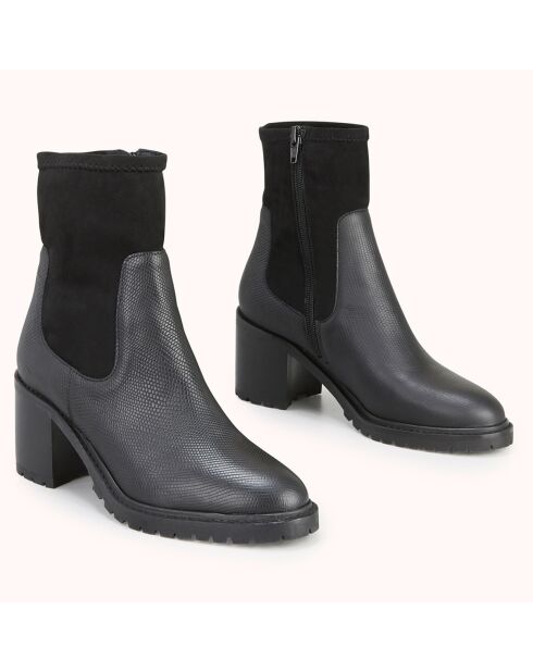 Chelsea Boots en Velours de Cuir Voceta noires - Talon 6 cm