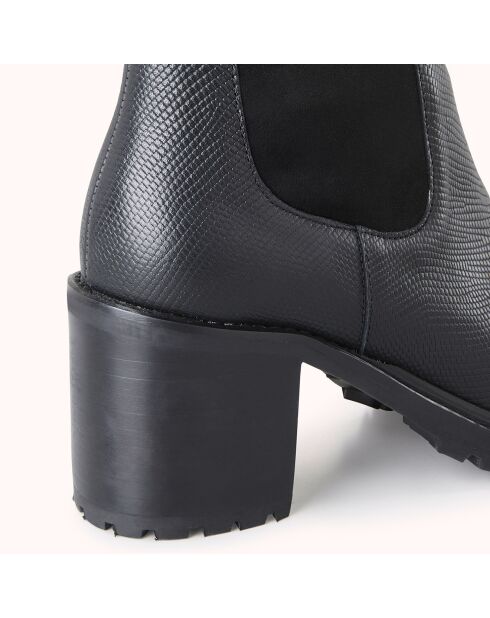 Chelsea Boots en Velours de Cuir Voceta noires - Talon 6 cm