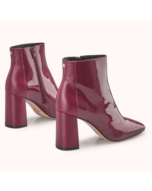 Zana Stiefeletten aus Leder und Lackleder in Burgunderrot - 8 cm Absatz