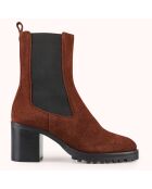 Chelsea boots en Velours de Cuir Zelici marron - Talon 7 cm