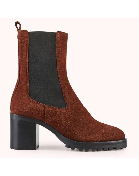 Chelsea boots en Velours de Cuir Zelici marron - Talon 7 cm