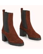 Chelsea boots en Velours de Cuir Zelici marron - Talon 7 cm