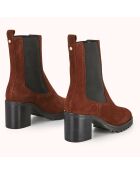 Chelsea boots en Velours de Cuir Zelici marron - Talon 7 cm