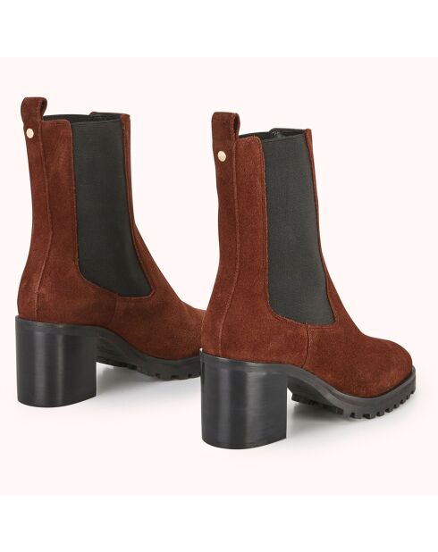 Chelsea boots en Velours de Cuir Zelici marron - Talon 7 cm