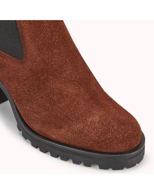 Chelsea boots en Velours de Cuir Zelici marron - Talon 7 cm