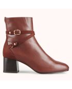 Bottines en Cuir et Velours de Cuir Zolana marron - Talon 5 cm