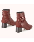 Bottines en Cuir et Velours de Cuir Zolana marron - Talon 5 cm