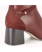 Bottines en Cuir et Velours de Cuir Zolana marron - Talon 5 cm