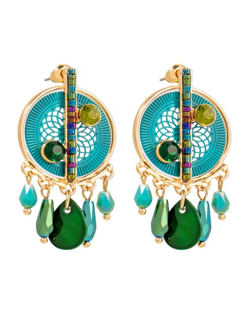 Boucles d'oreilles Meolita doré/vert