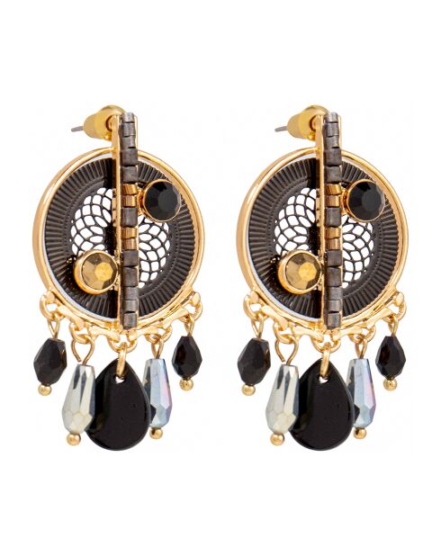Melolita goud/zwarte oorbellen