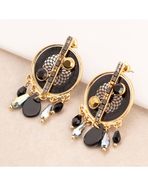 Melolita goud/zwarte oorbellen