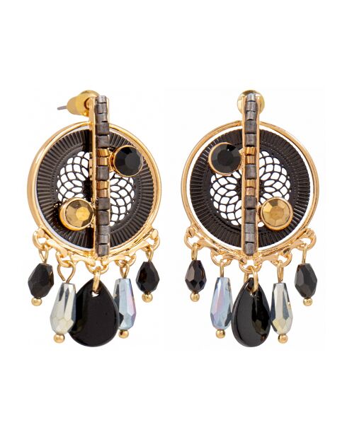 Boucles d'oreilles Meolita doré/noir