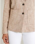 Veste de tailleur vichy marron/écru