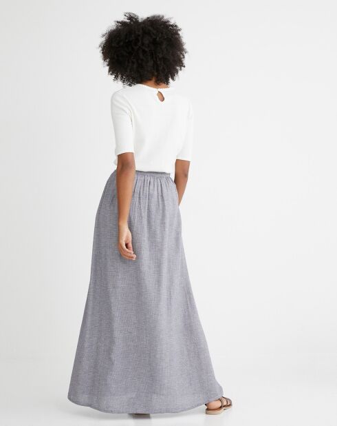 Jupe longue mini pied-de-puce bleue