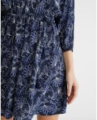 Robe en Crêpe imprimée Paisley bleu foncé