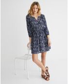 Robe en Crêpe imprimée Paisley bleu foncé