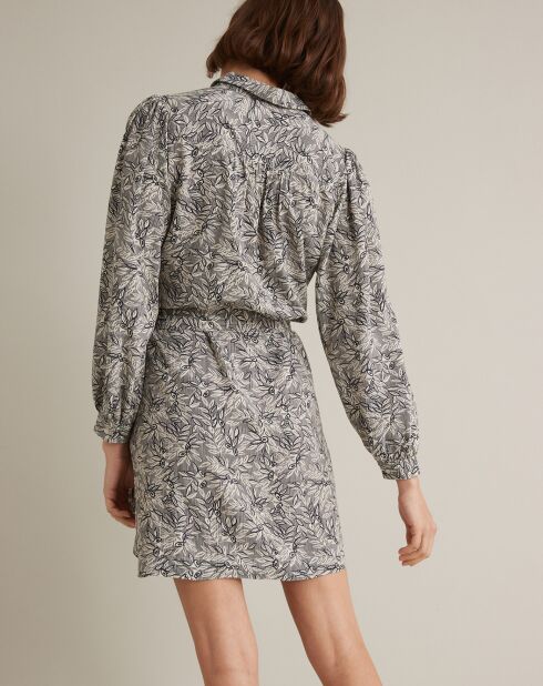 Robe-chemise imprimée Graphic Leaves bleue