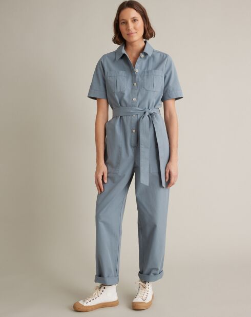 Tuta blu in cotone e lino