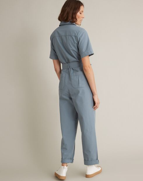 Tuta blu in cotone e lino