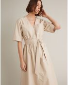 Robe longue en Popeline craquante beige clair