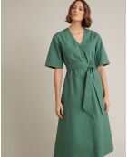 Robe longue en Popeline craquante verte