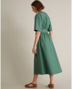 Robe longue en Popeline craquante verte