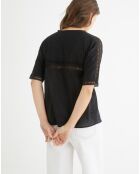 Blouse à plis & dentelle noire