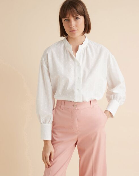 Witte blouse met Engels borduursel
