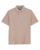 Polo en maille piquée effet chiné beige