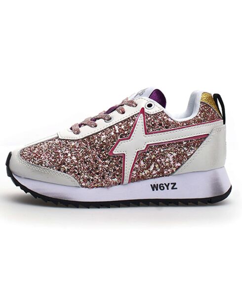 Sneakers en Cuir Killy argenté/pailleté rose