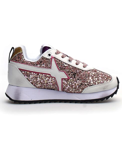 Sneakers en Cuir Killy argenté/pailleté rose