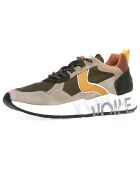 Sneakers en Cuir Dove gris/kaki/orange