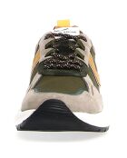 Sneakers en Cuir Dove gris/kaki/orange