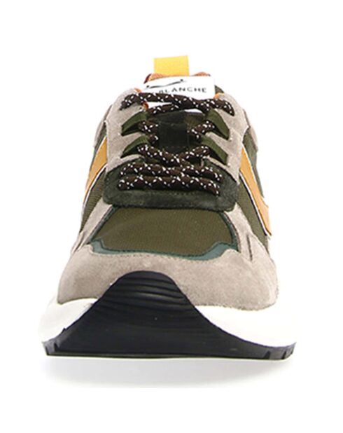 Sneakers en Cuir Dove gris/kaki/orange
