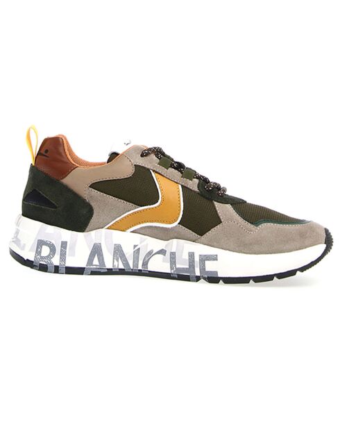 Sneakers en Cuir Dove gris/kaki/orange