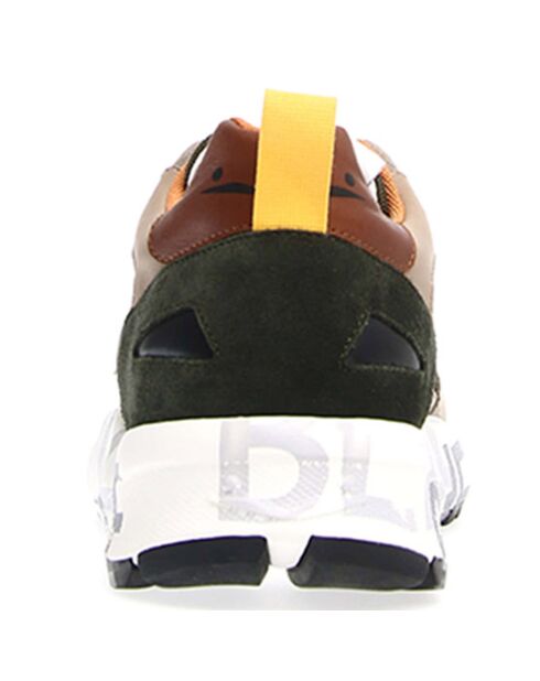 Sneakers en Cuir Dove gris/kaki/orange