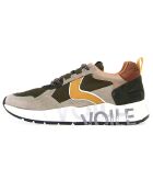 Sneakers en Cuir Dove gris/kaki/orange