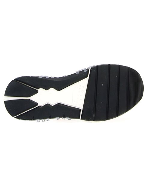 Sneakers en Cuir Dove gris/kaki/orange