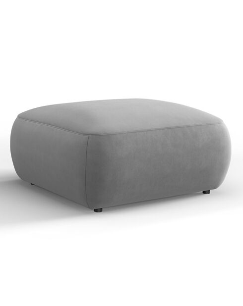Pouf Velours Jasmin gris - 75x75x36 cm
