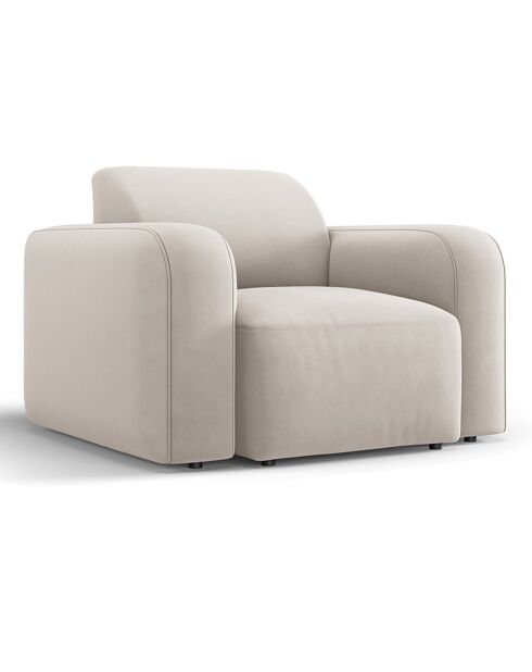 Fauteuil Velours Jasmin beige - 105x95x72 cm