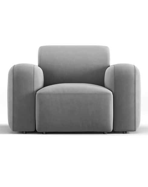 Fauteuil Velours Jasmin gris - 105x95x72 cm