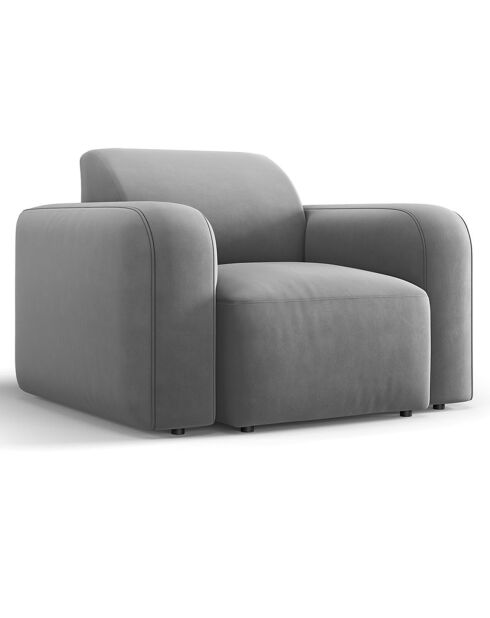 Fauteuil Velours Jasmin gris - 105x95x72 cm